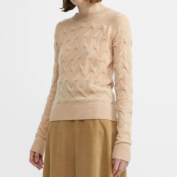 Theory Cashmere tan tucked crew neck sweater size small - Picture 6 of 6